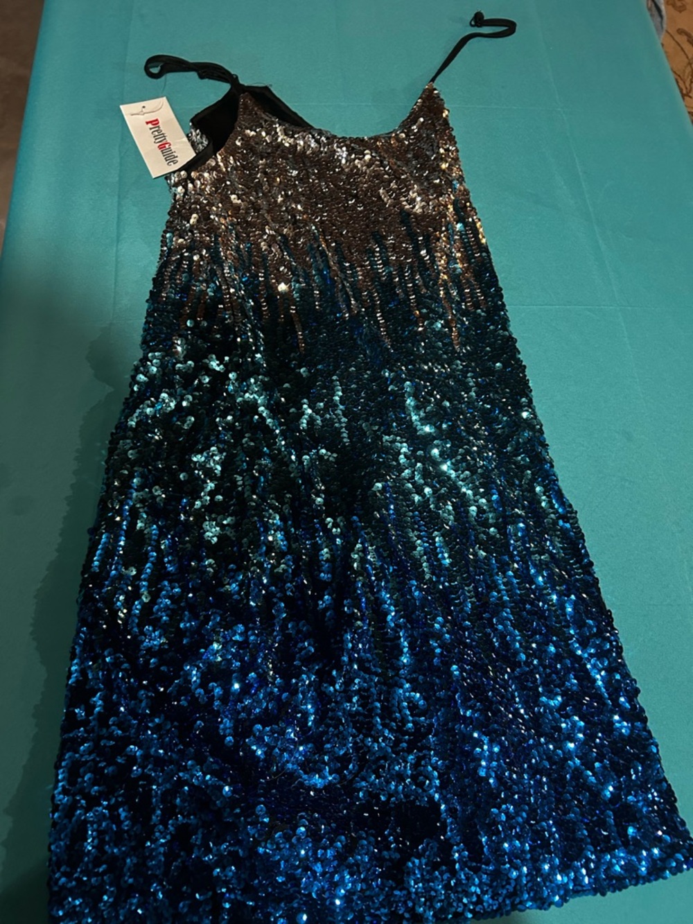 Teal to Navy Ombre Sequin Dress